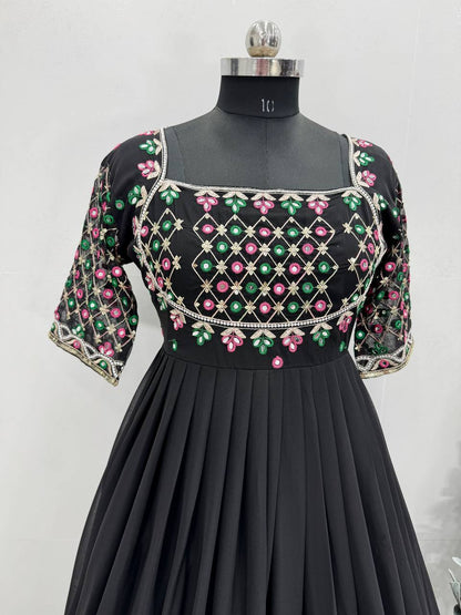 NAVRATRI COLLECTION EMBROIDERY SEQUENCE WORK TOP  WITH LEHENGAS single available wholesale