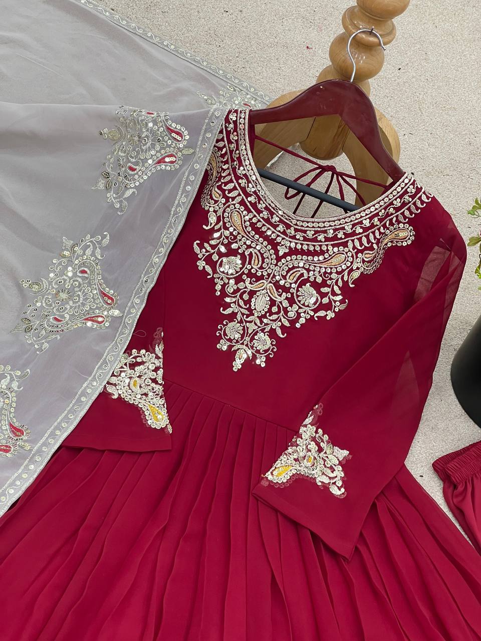 Real Modelling Launching Heavy Designer Party Wear Look Gown-Dupatta in Heavy Multy Thread Embroidery Sequence Work