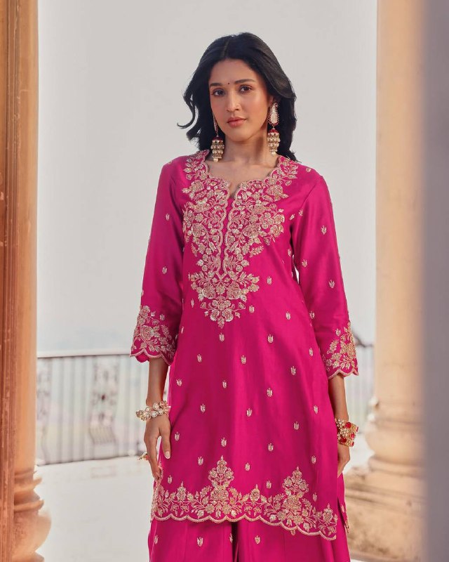 DESIGNER SEQUANCE EMBROIDERY WORKED KURTI, PLAZZO AND DUPATTA
