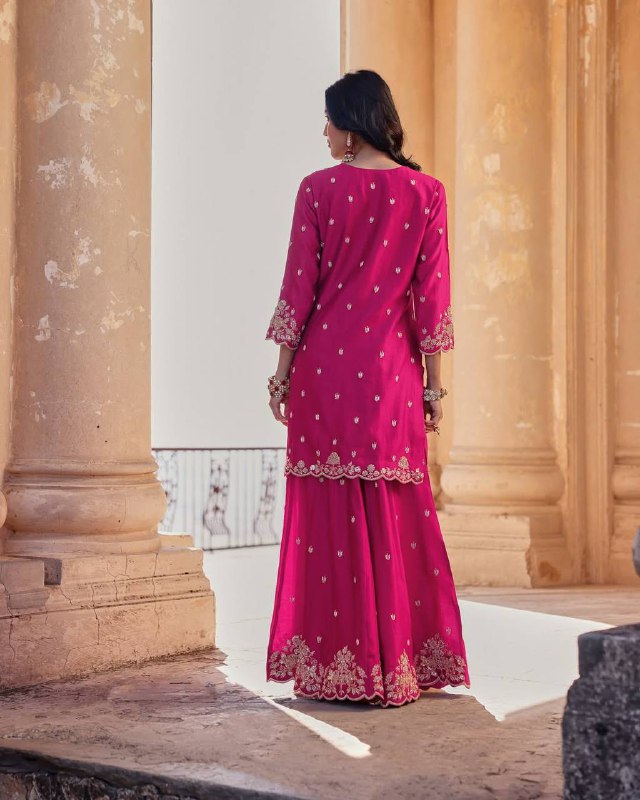 DESIGNER SEQUANCE EMBROIDERY WORKED KURTI, PLAZZO AND DUPATTA