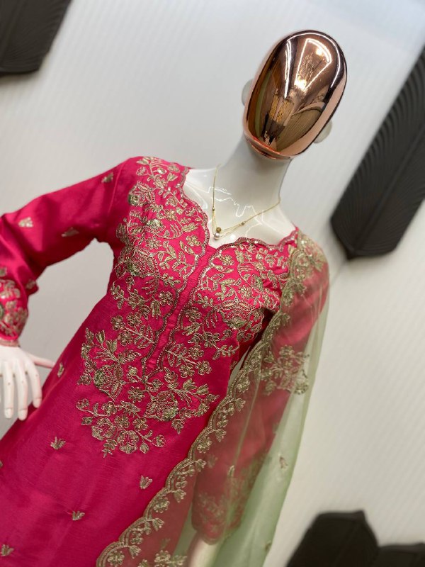 DESIGNER SEQUANCE EMBROIDERY WORKED KURTI, PLAZZO AND DUPATTA