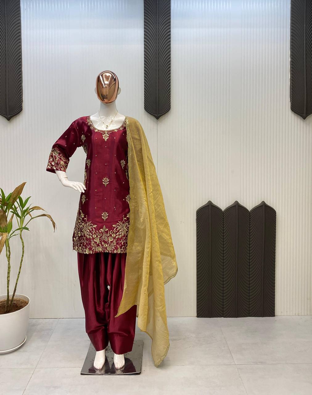 DESIGNER SEQUANCE EMBROIDERY WORKED PUNJABI SALWAAR SUIT WITH DUPATTA  single available wholesale
