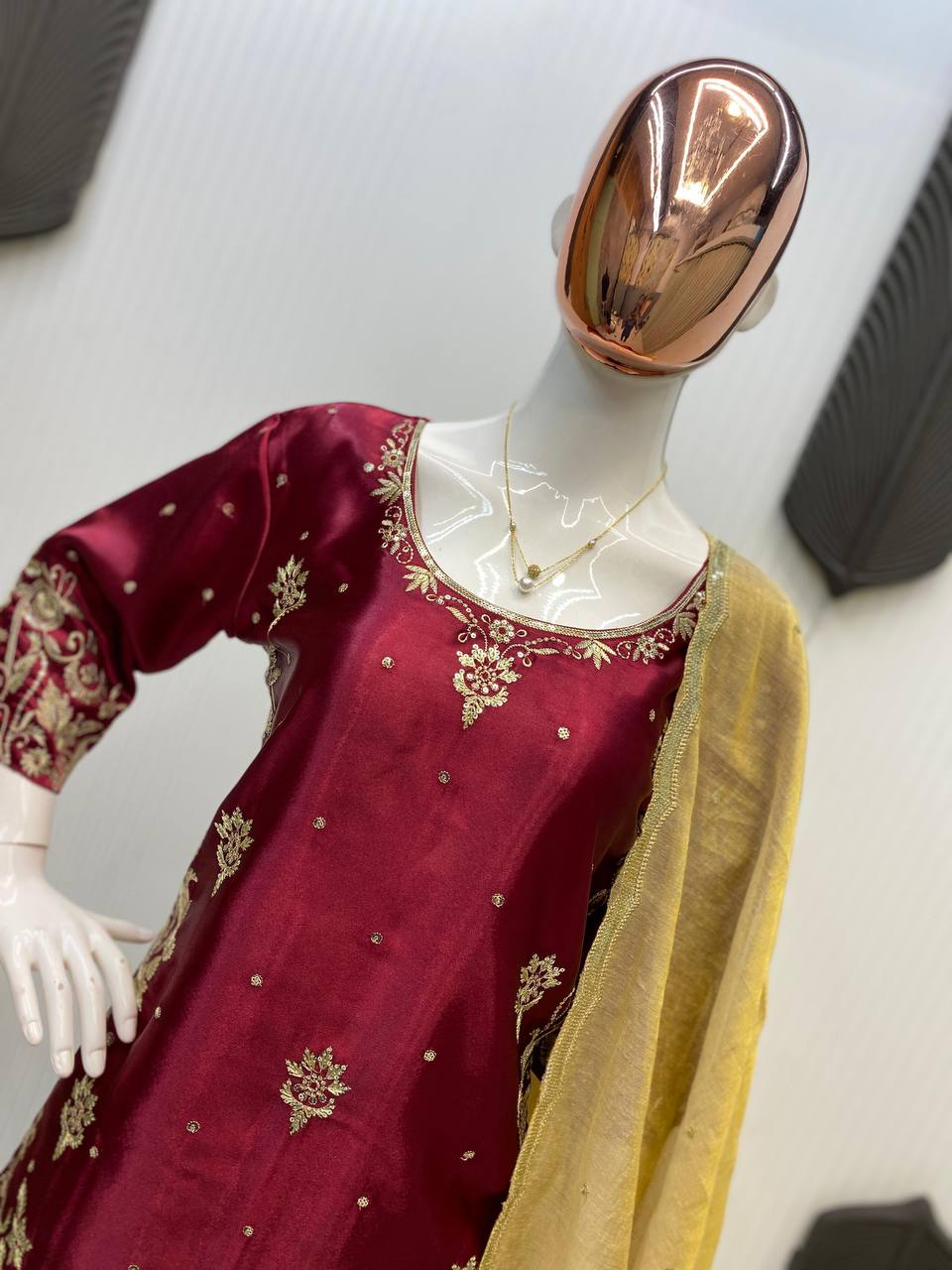 DESIGNER SEQUANCE EMBROIDERY WORKED PUNJABI SALWAAR SUIT WITH DUPATTA  single available wholesale