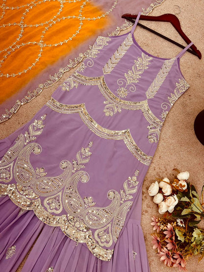 Heavy Faux Georgette With Full Heavy Embroidery Sequence Work single available wholesale