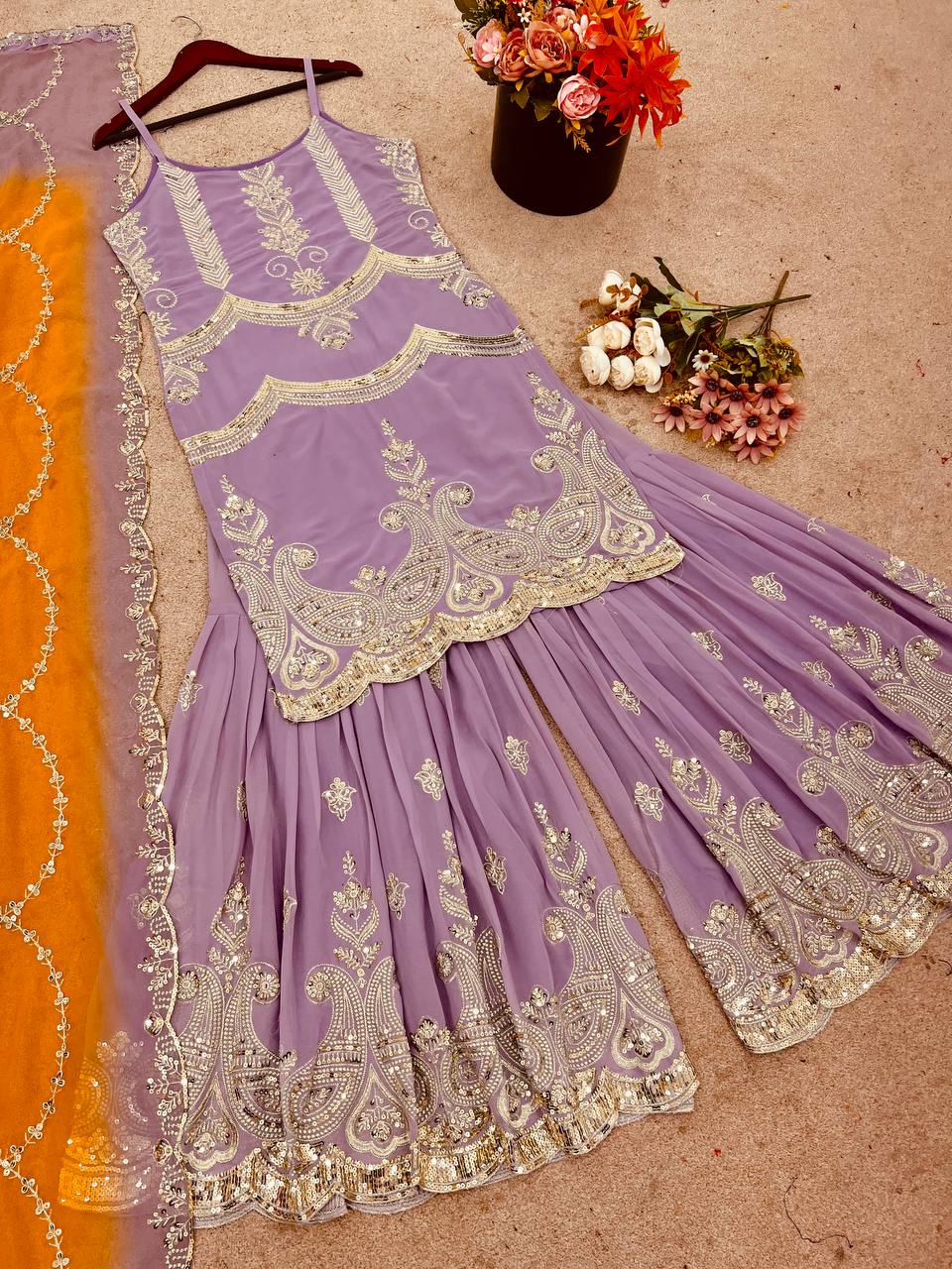 Heavy Faux Georgette With Full Heavy Embroidery Sequence Work single available wholesale