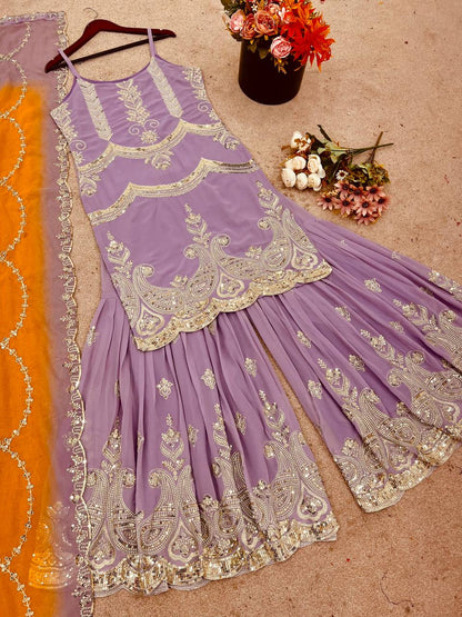 Heavy Faux Georgette With Full Heavy Embroidery Sequence Work single available wholesale