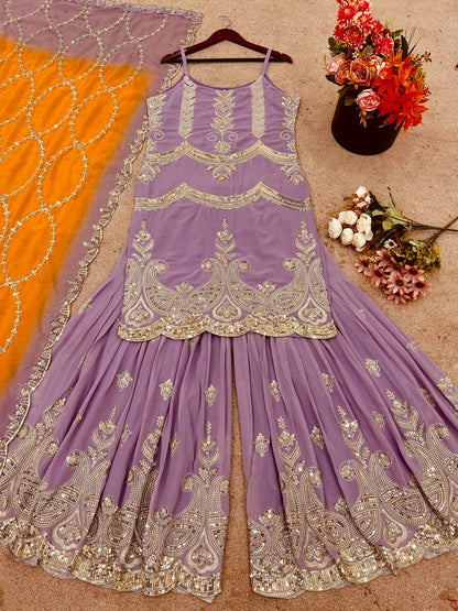 Heavy Faux Georgette With Full Heavy Embroidery Sequence Work single available wholesale