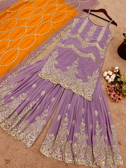Heavy Faux Georgette With Full Heavy Embroidery Sequence Work single available wholesale