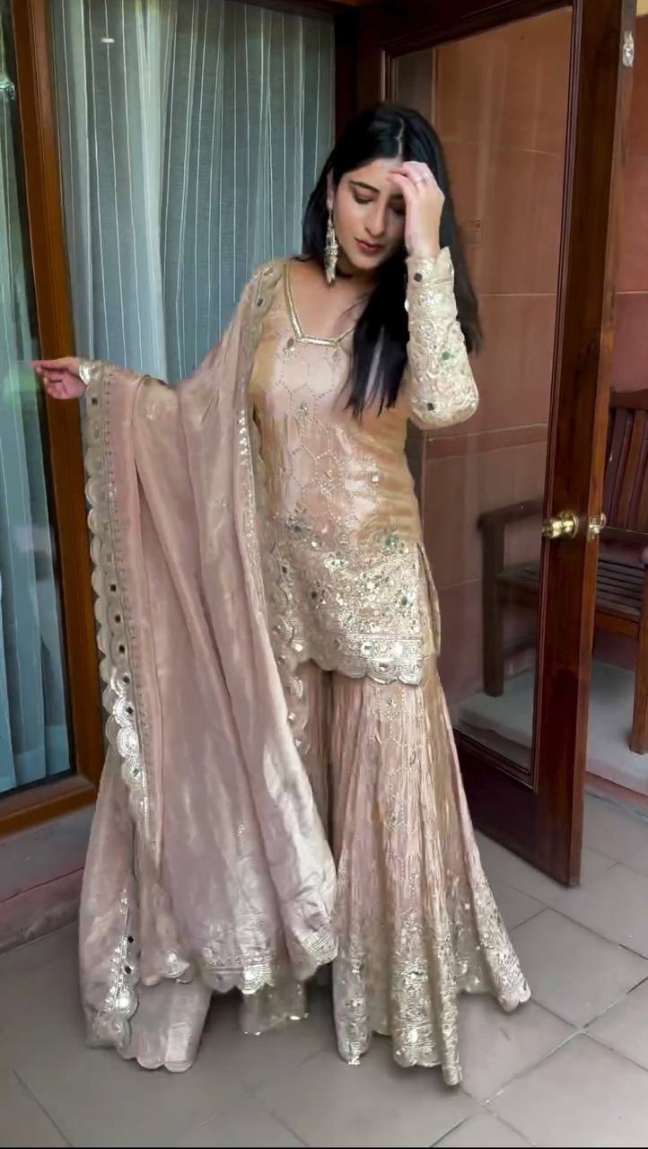 Faux Georgette Top-Bottom And Dupatta Set Fully Stitched Ready To Wear single available wholesale