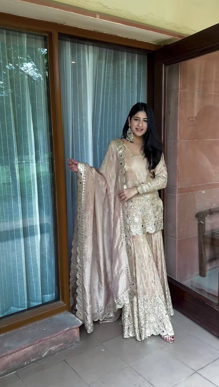 Faux Georgette Top-Bottom And Dupatta Set Fully Stitched Ready To Wear single available wholesale