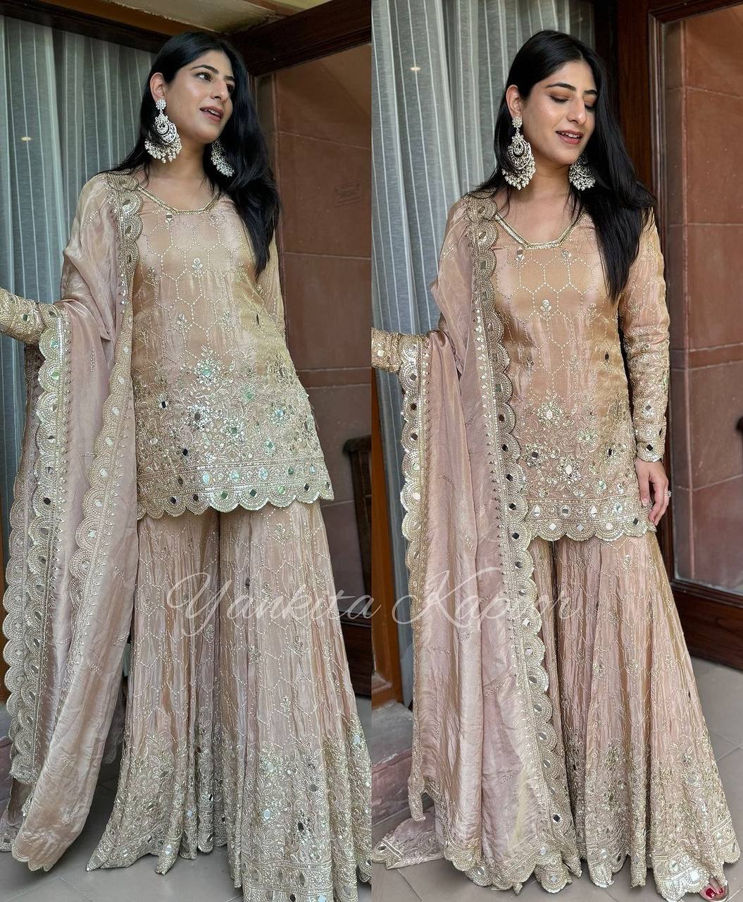 Faux Georgette Top-Bottom And Dupatta Set Fully Stitched Ready To Wear single available wholesale