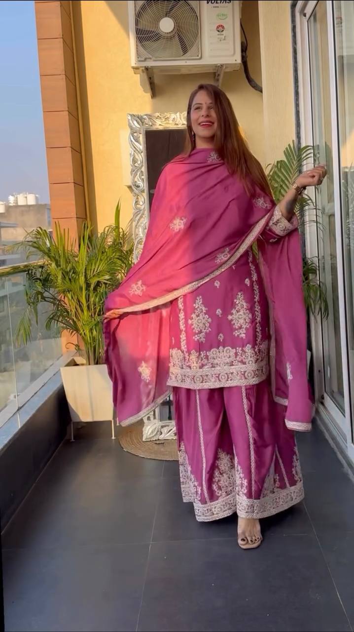 Heavy Chinnon Silk With *Heavy Embroidery Coding Sequence Work single available wholesale