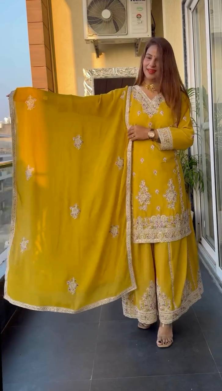 Heavy Chinnon Silk With *Heavy Embroidery Coding Sequence Work single available wholesale
