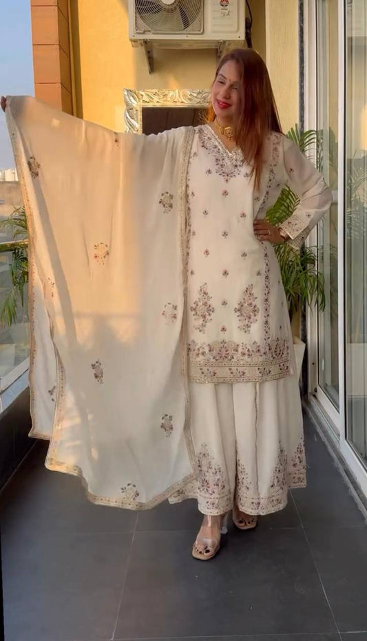 Heavy Chinnon Silk With *Heavy Embroidery Coding Sequence Work single available wholesale