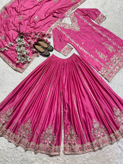 Heavy Chinnon Silk With *Heavy Embroidery Coding Sequence Work single available wholesale