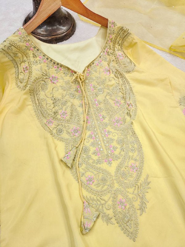 Designer Collection Natural Crep Silk Top-Duppta And Plazzo Set Ready To Wear single available wholesale