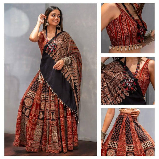 NAVRATRI ROCK WITH THIS PRINTED AND  KODI LACE LEHENGA CHOLI WITH DUPATTA single available wholesale