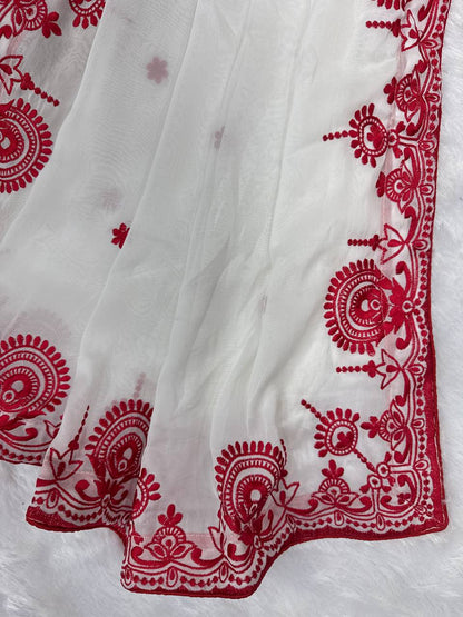 festival, present some special red&white saree collection single available wholesale