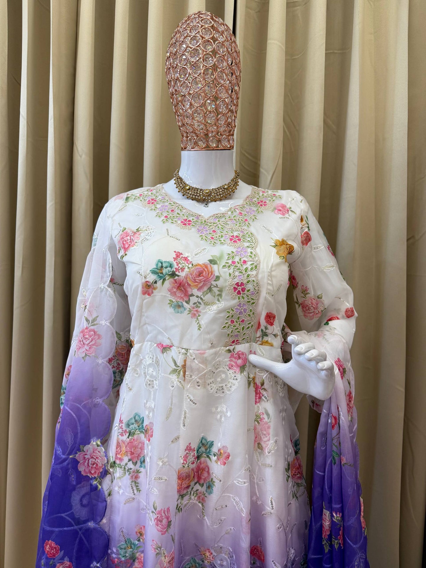 ANARKALI SET SUPERHIT TRENDING GOWN & DUPATTA SET WITH FULL EMBROIDERY WORK ON FAUX GEORGETTE FABRIC