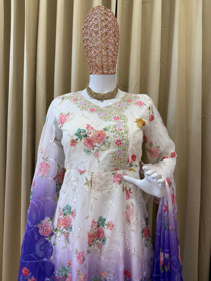 ANARKALI SET SUPERHIT TRENDING GOWN & DUPATTA SET WITH FULL EMBROIDERY WORK ON FAUX GEORGETTE FABRIC