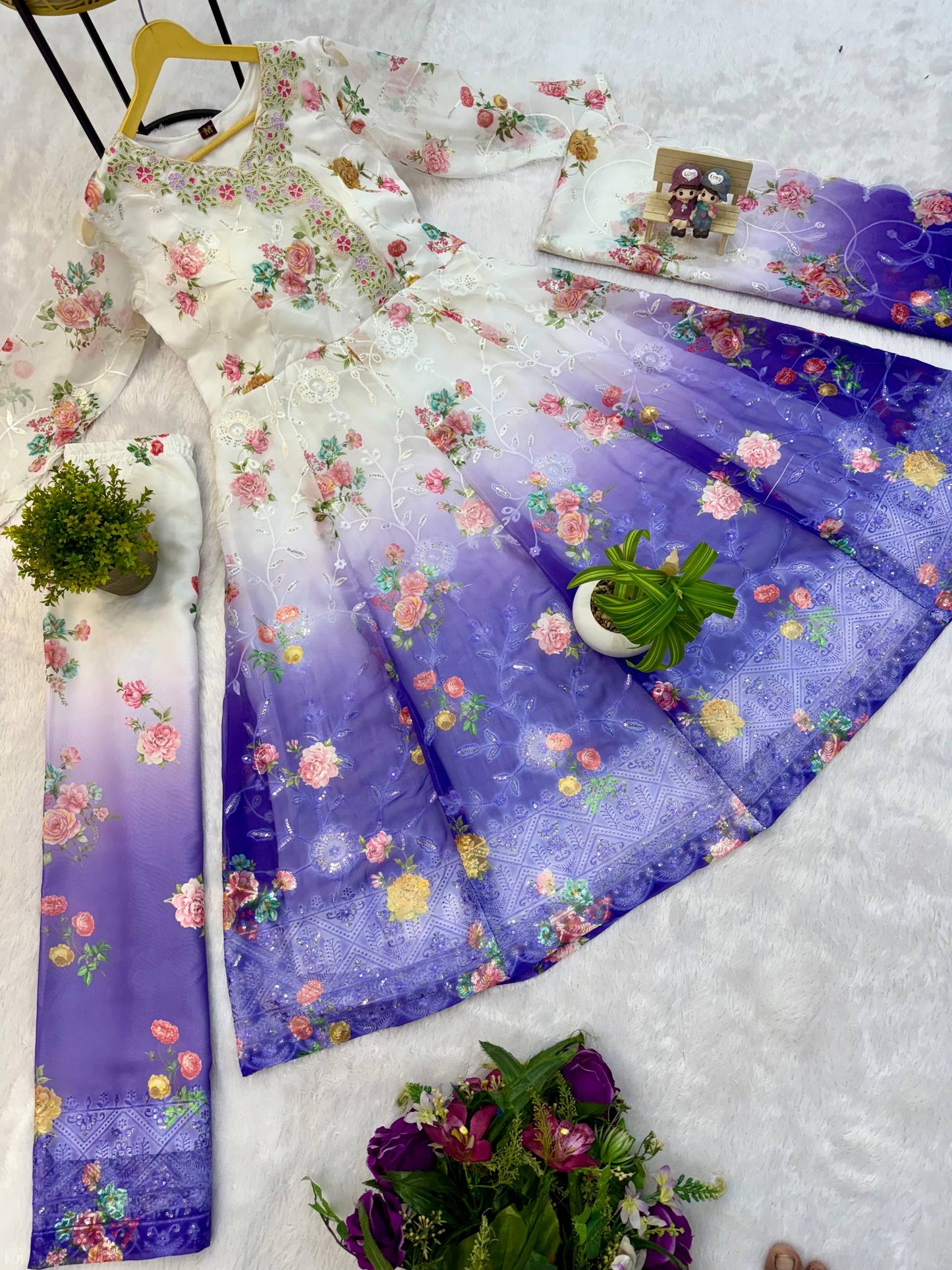 ANARKALI SET SUPERHIT TRENDING GOWN & DUPATTA SET WITH FULL EMBROIDERY WORK ON FAUX GEORGETTE FABRIC