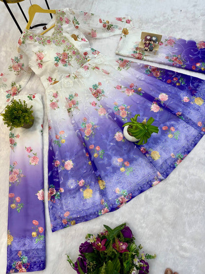 ANARKALI SET SUPERHIT TRENDING GOWN & DUPATTA SET WITH FULL EMBROIDERY WORK ON FAUX GEORGETTE FABRIC