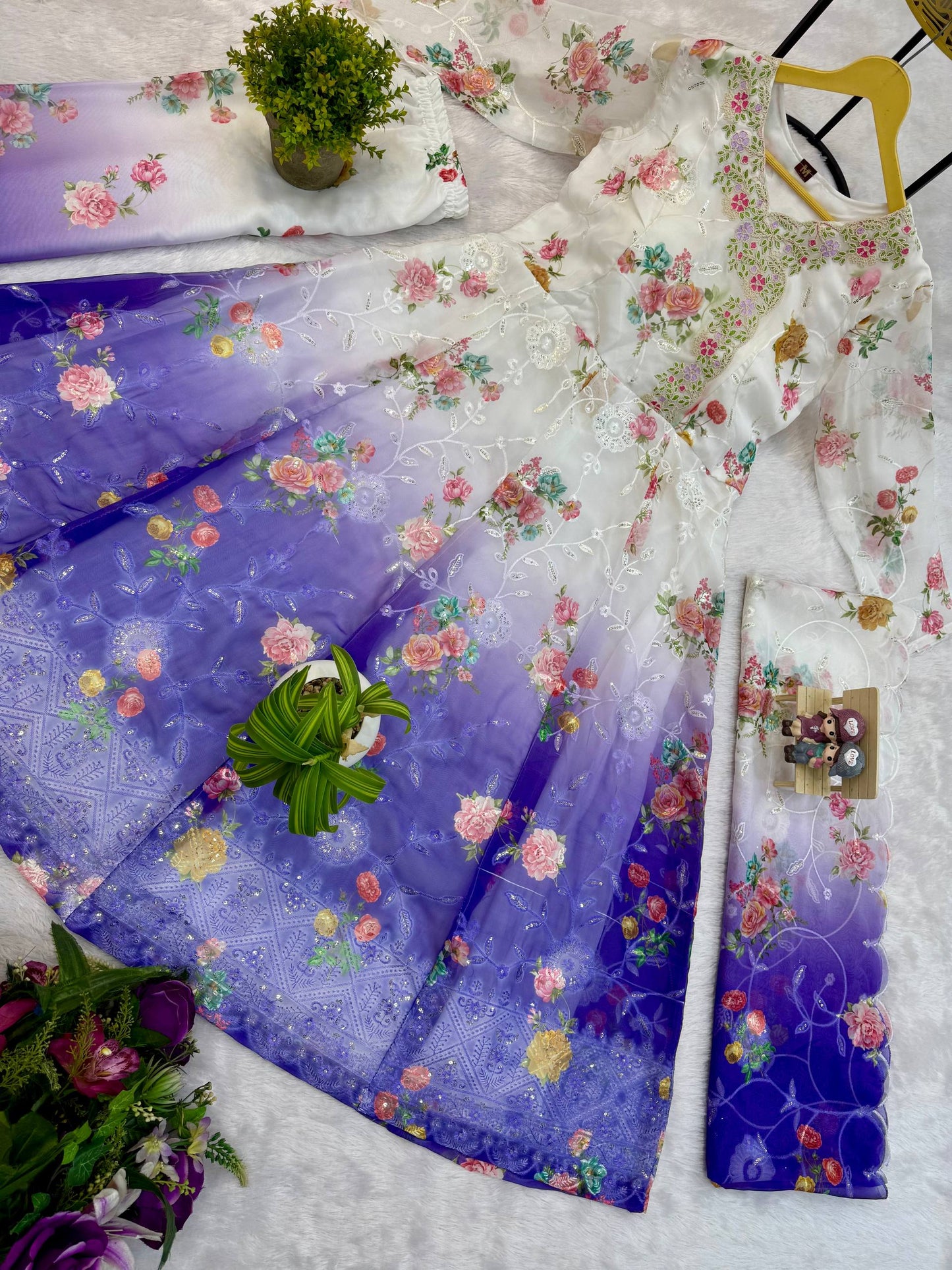 ANARKALI SET SUPERHIT TRENDING GOWN & DUPATTA SET WITH FULL EMBROIDERY WORK ON FAUX GEORGETTE FABRIC