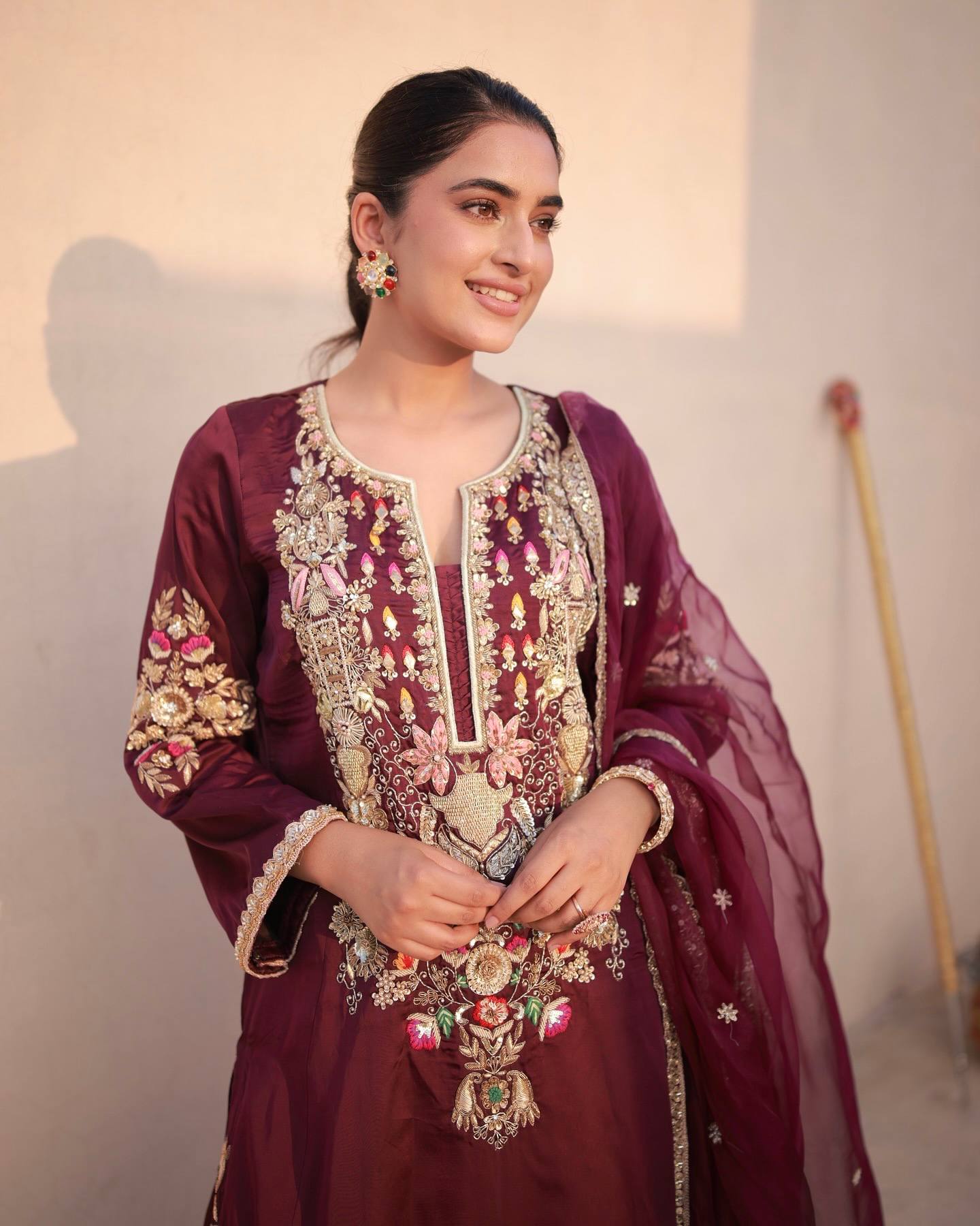 Đěsigner Party Wear & Festival Look Pur Natural Satin Silk Fancy Top & Palazzo With Dupatta set