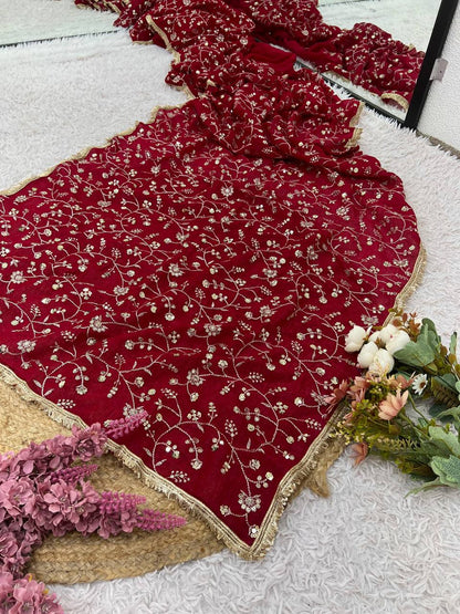 Looking some one for this same colour beautiful Designer Saree on Crunchy Silk Fabric with Sequnce work and blouse on also Crunchy Silk Fabric single available wholesale