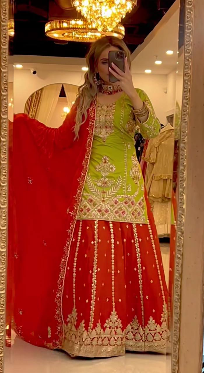 Heavy Chinnon silk With 5mm sequence *Embroidery Work single available wholesale