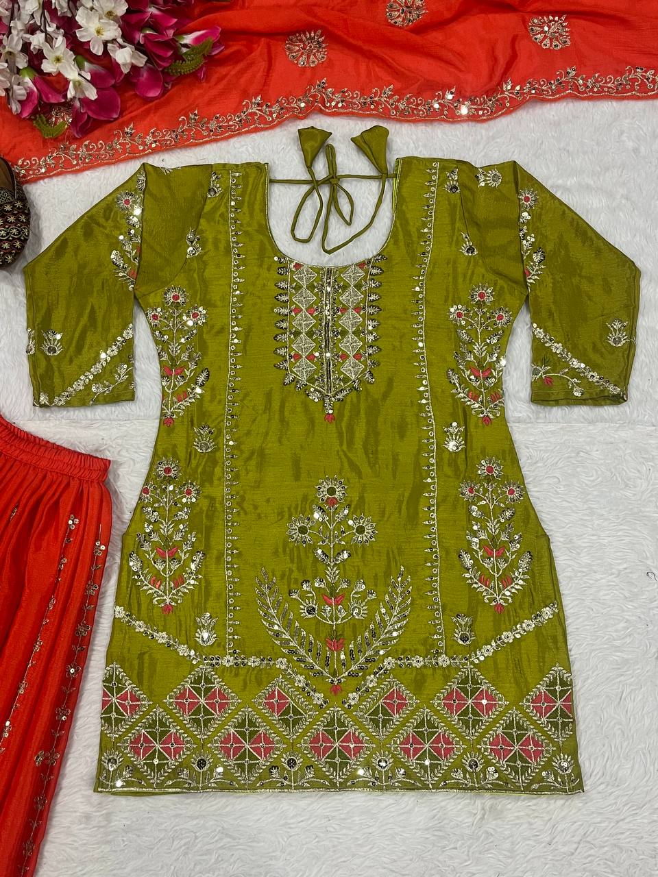 Heavy Chinnon silk With 5mm sequence *Embroidery Work single available wholesale
