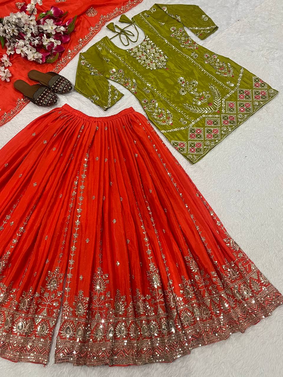 Heavy Chinnon silk With 5mm sequence *Embroidery Work single available wholesale