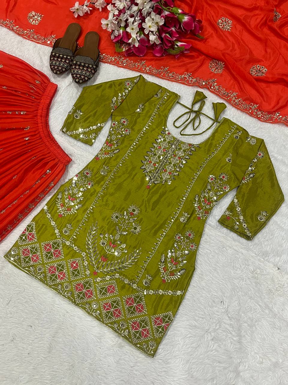 Heavy Chinnon silk With 5mm sequence *Embroidery Work single available wholesale