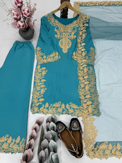 DESIGNER HEAVY NATURAL  SILK EMBROIDERY CHINE STITCHED WORK SALWAR SUIT single available wholesale