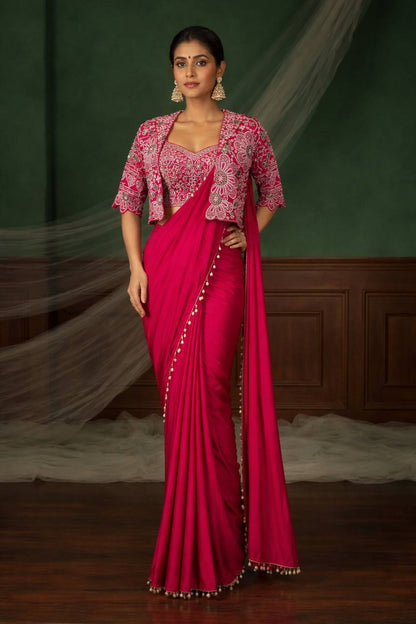 Experience effortless luxury with this premium ready-to-wear saree. Expertly tailored with precise pleats and a refined finish, it delivers a sophisticated look without compromising comfort.