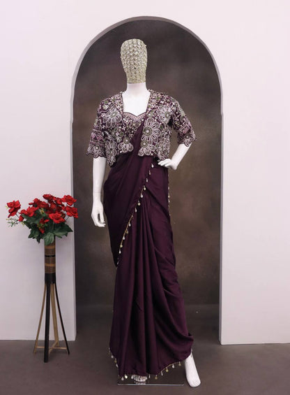 Experience effortless luxury with this premium ready-to-wear saree. Expertly tailored with precise pleats and a refined finish, it delivers a sophisticated look without compromising comfort.
