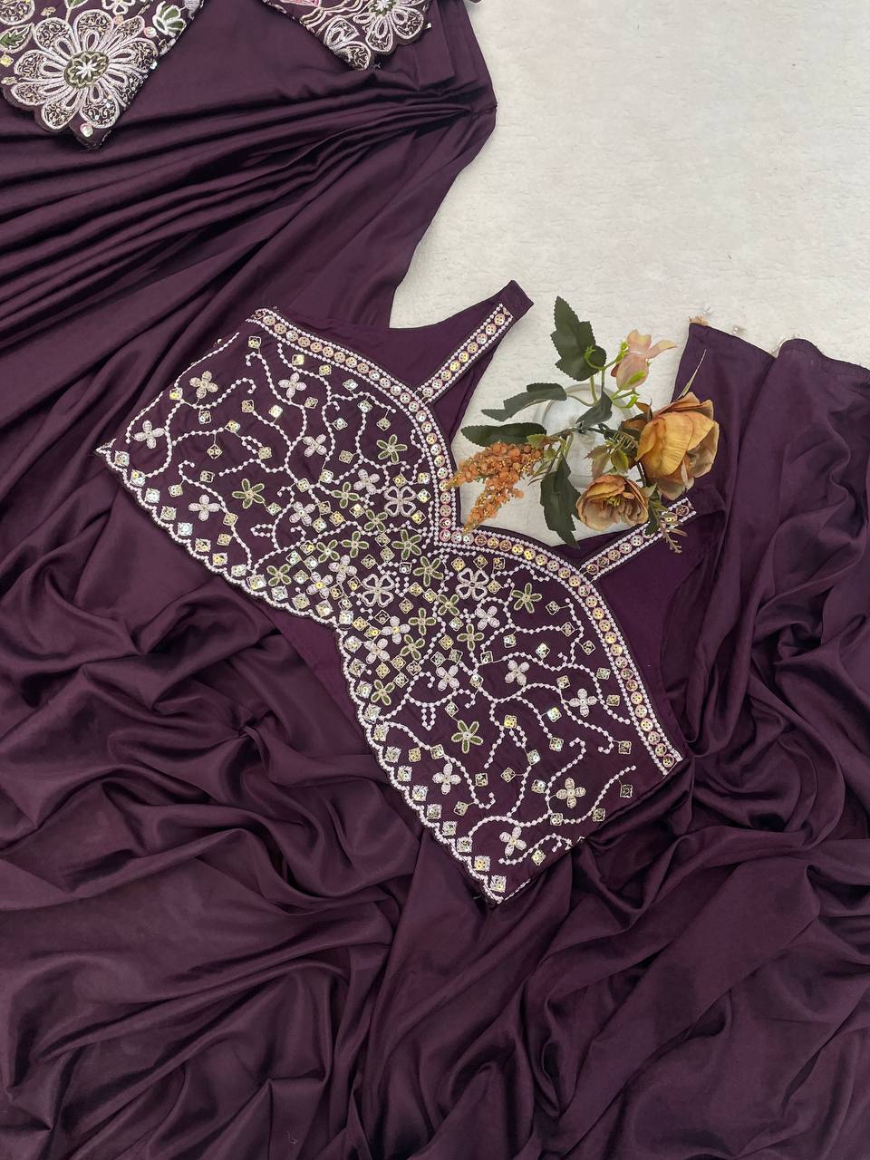 Experience effortless luxury with this premium ready-to-wear saree. Expertly tailored with precise pleats and a refined finish, it delivers a sophisticated look without compromising comfort.