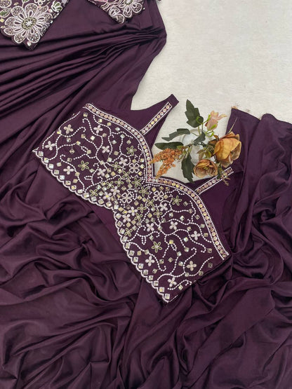 Experience effortless luxury with this premium ready-to-wear saree. Expertly tailored with precise pleats and a refined finish, it delivers a sophisticated look without compromising comfort.