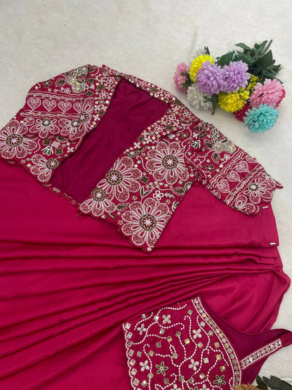 Experience effortless luxury with this premium ready-to-wear saree. Expertly tailored with precise pleats and a refined finish, it delivers a sophisticated look without compromising comfort.