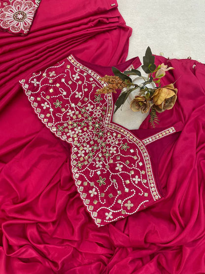 Experience effortless luxury with this premium ready-to-wear saree. Expertly tailored with precise pleats and a refined finish, it delivers a sophisticated look without compromising comfort.