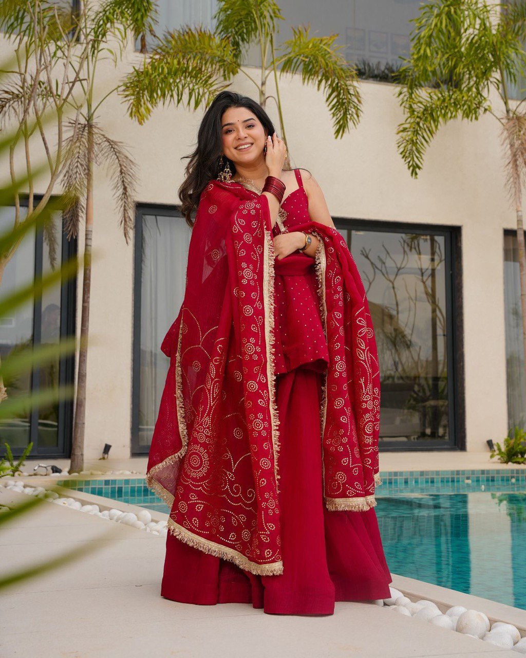 Tabby Organza indo weatren  Mukesh work with fourside lace broder