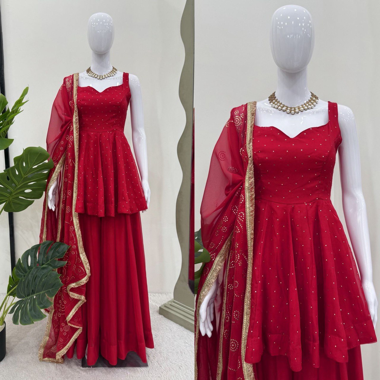 Tabby Organza indo weatren  Mukesh work with fourside lace broder
