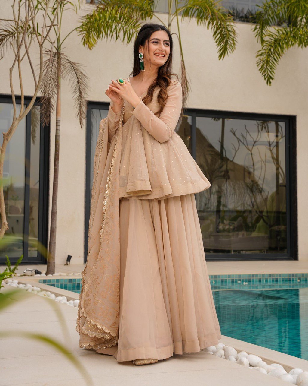 Tabby Organza indo weatren  Mukesh work with fourside lace broder