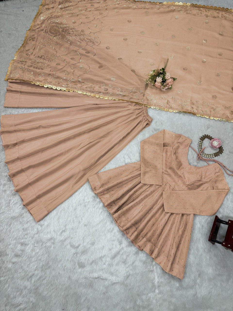 Tabby Organza indo weatren  Mukesh work with fourside lace broder
