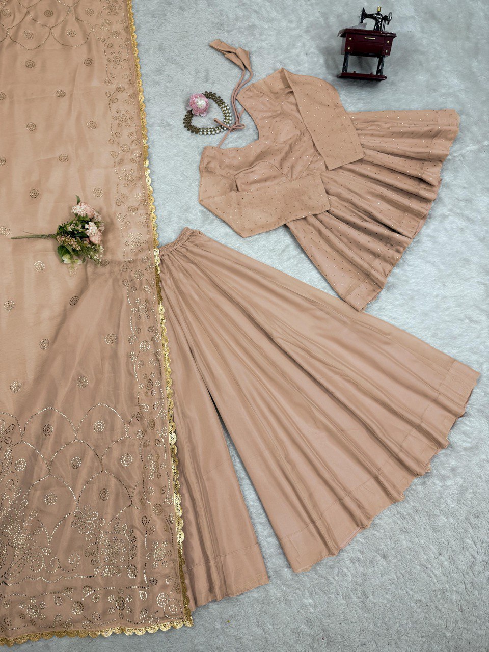 Tabby Organza indo weatren  Mukesh work with fourside lace broder