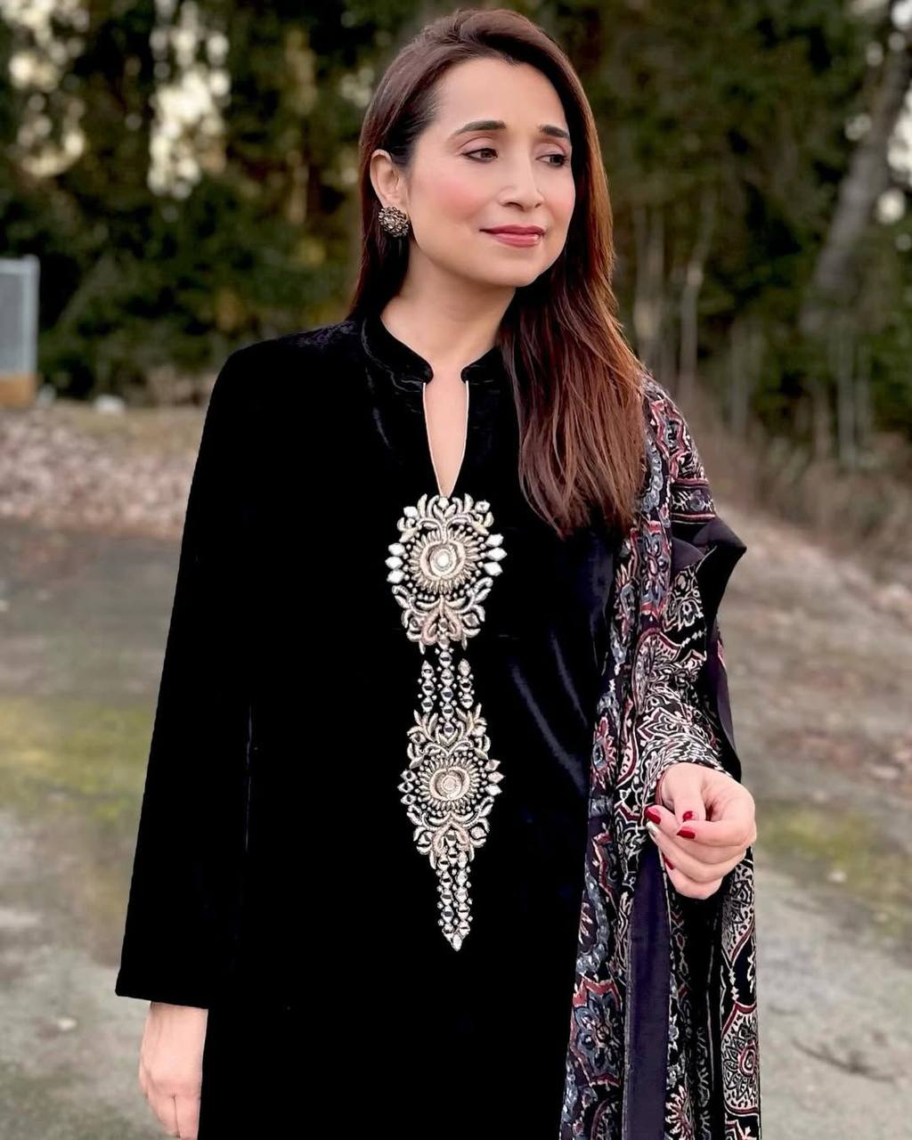 VELVET COLLECTION FOR THIS WINTER SEASON OUR EXCLUSIVE 3 PIECE PANT  PAIR WITH SEQUENCE EMBROIDERY WORK