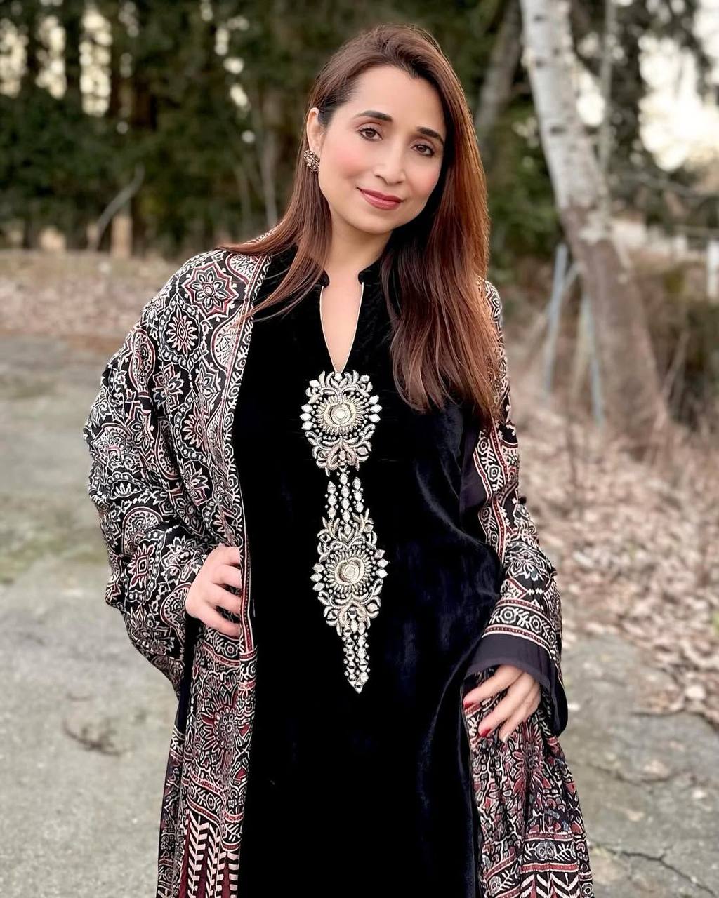 VELVET COLLECTION FOR THIS WINTER SEASON OUR EXCLUSIVE 3 PIECE PANT  PAIR WITH SEQUENCE EMBROIDERY WORK