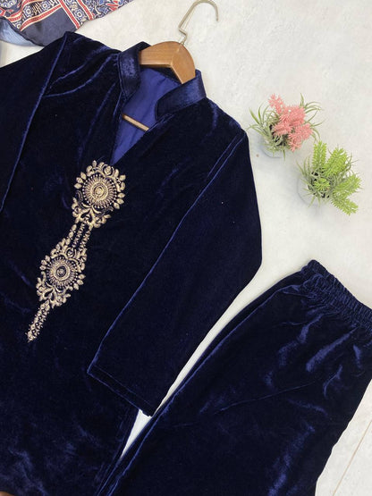 VELVET COLLECTION FOR THIS WINTER SEASON OUR EXCLUSIVE 3 PIECE PANT  PAIR WITH SEQUENCE EMBROIDERY WORK