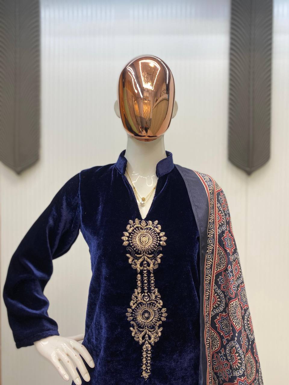 VELVET COLLECTION FOR THIS WINTER SEASON OUR EXCLUSIVE 3 PIECE PANT  PAIR WITH SEQUENCE EMBROIDERY WORK