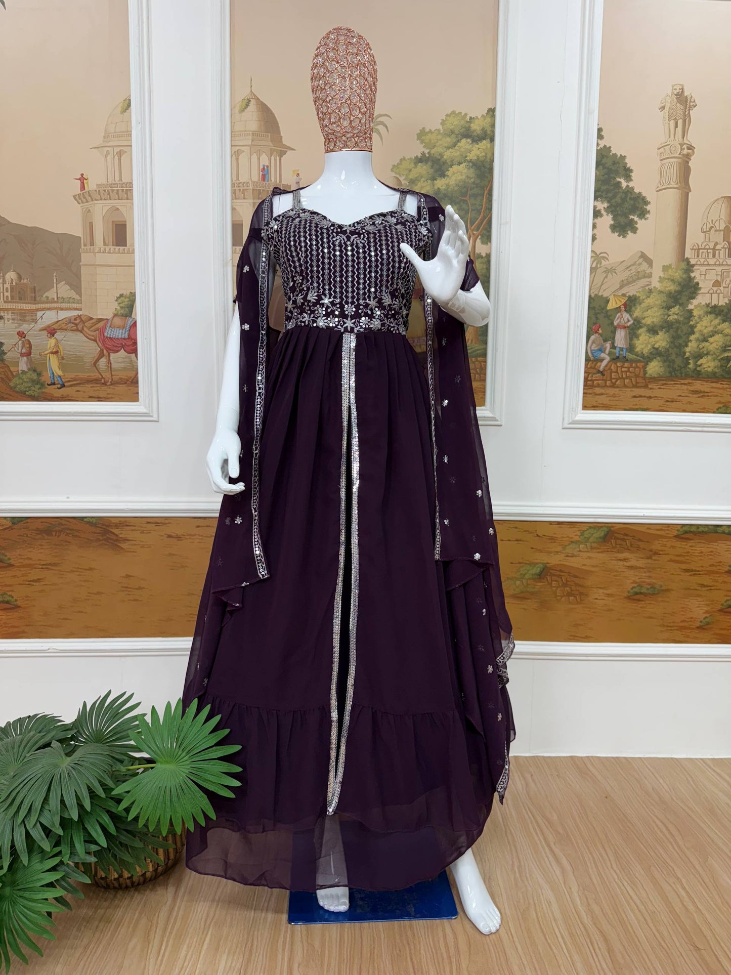 DEFINE NEW STYLE, 3 IN ONE*🚀 *🥻WE ARE LAUNCHING NEW SUPERHIT TRENDING FAUX GEORGETTE FABRIC 3 PIECE SET LEHENGA,KOTI,DUPATTA WITH EMBROIDERY WORK